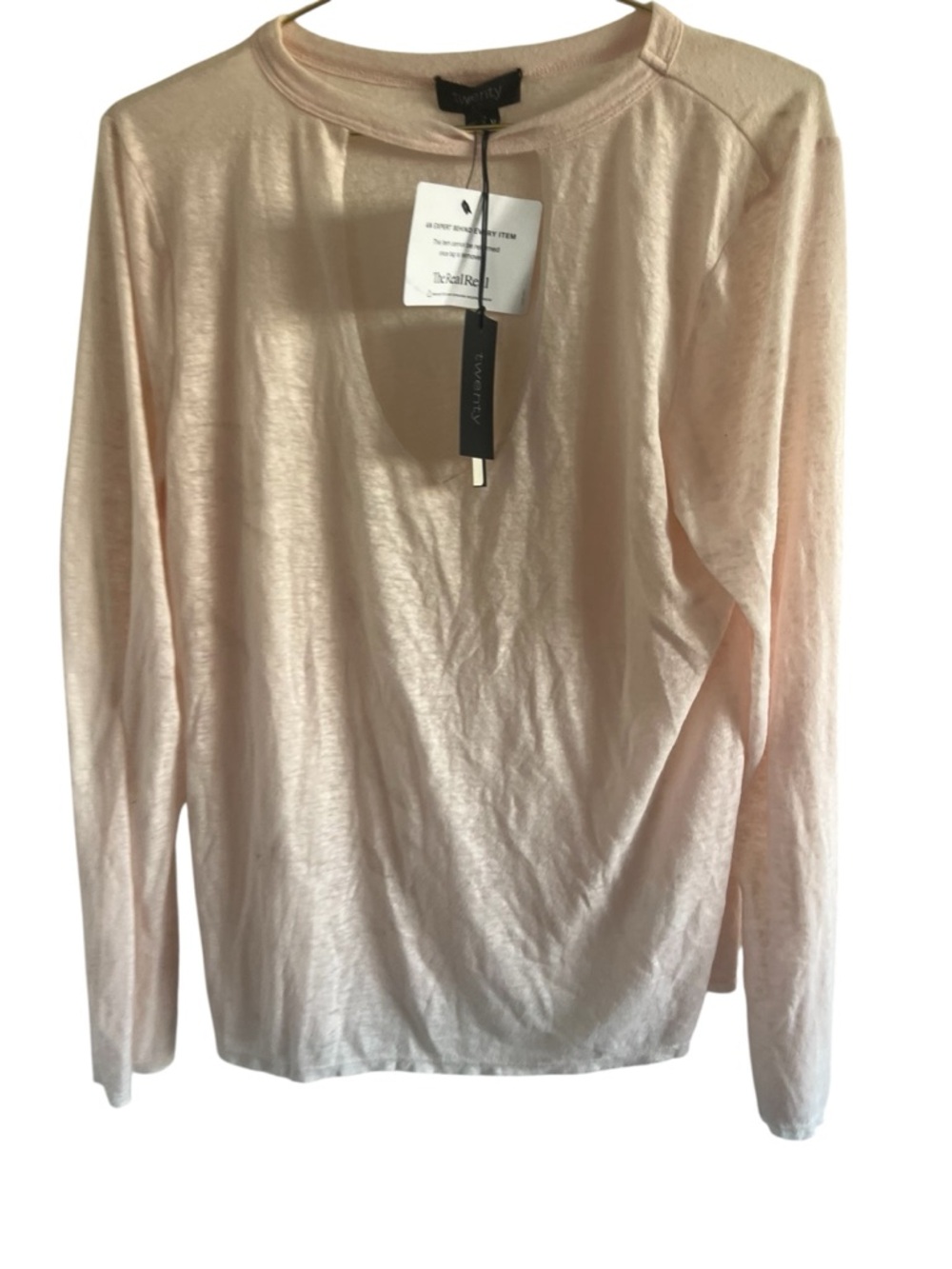 Twenty Long-Sleeve Crewneck Top in Soft Blush